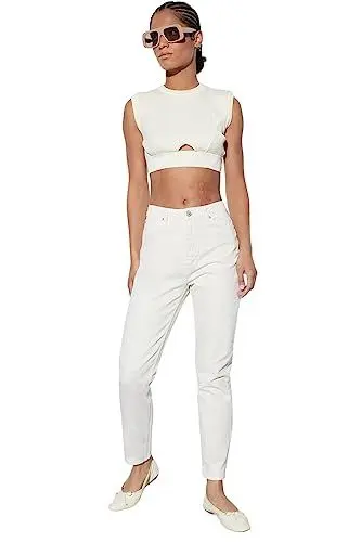 Produktbild: TRENDYOL Damen Trendyol Damen High Waist Mom-jeans Jeans, Beige, 42 EU