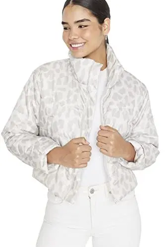 Produktbild: TRENDYOL Damen Trendyol Damen Oversize Puffer Animal Print Webstoff Winterjacke Coat, Grau-mehrfarbig, L EU