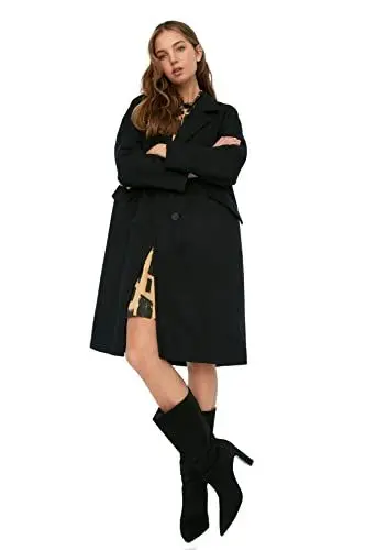 Produktbild: TRENDYOL Damen Trendyol Damen Oversize Zweireihig Plain Webstoff Mantel Coat, Schwarz, 38 EU