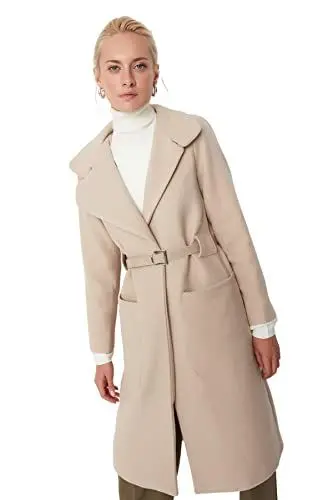 Produktbild: TRENDYOL Damen Trendyol Damen Regular Parkas Plain Trikot Mantel Coat, Greige, 36 EU