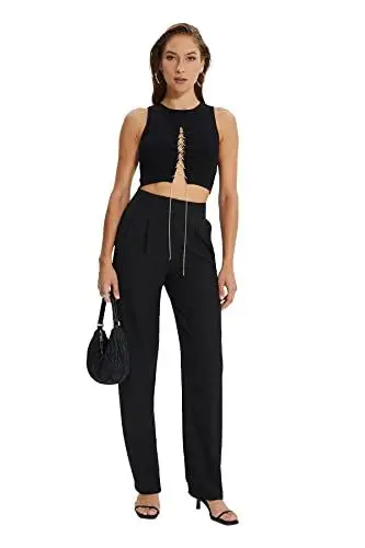 Produktbild: TRENDYOL Damen Trendyol Drapierte Gefaltete Breite Pants, Schwarz, 34 EU