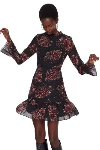 Produktbild: TRENDYOL Damen Trendyol Floral Business Casual Dress, Braun, 38 EU