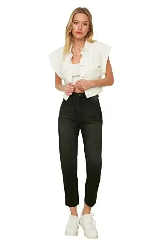 Produktbild: TRENDYOL Damen Trendyol High Waist Mom Jeans, Anthracite, 34 EU