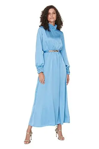 Produktbild: TRENDYOL Damen Women Modest Maxi Skater Regular Woven Modest Evening Dresses Damen Modest Maxi Skater Regular Woven Modest Abendkleider, Blue,