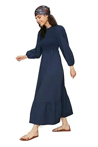 Produktbild: TRENDYOL Damen Women Woven Modest Dresses Design Maxi Skater Regular gewebte bescheidene Kleider, Navy Blue, 38