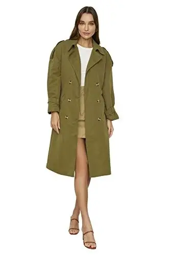 Produktbild: TRENDYOL Damen Zweireihiger Trenchcoat Oversize doppelreihig gewebt, Khaki, 36
