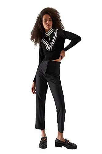 Produktbild: Trendyol, Black Button detaillierte Zigarettenhose, schwarz, 38