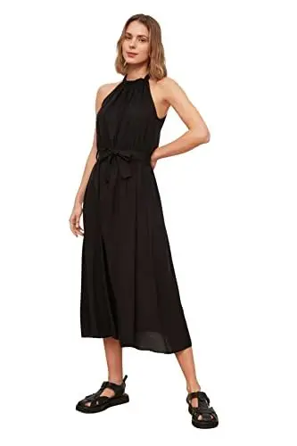 Produktbild: TRENDYOL Damen Gürtelkleid Dress, Schwarz, 42 EU