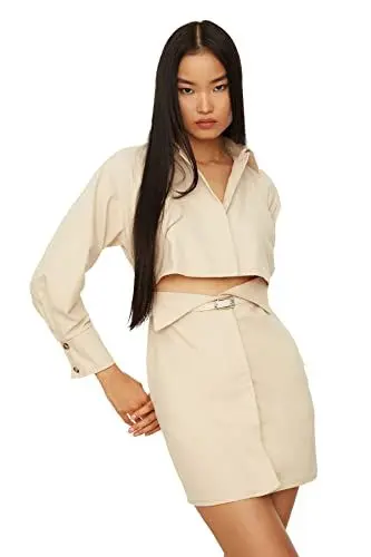 Produktbild: Trendyol Damen Cut Out in Stone Belt Cocktail Dress, Stone, 38 EU