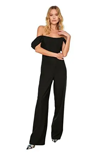 Produktbild: Trendyol Damen Einfarbig Gewebter Jumpsuit Overalls, Schwarz, 38
