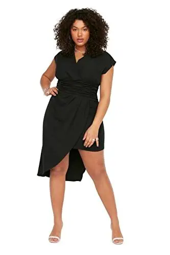 Produktbild: Trendyol Damen Mini Bodycon Regular Plus Size Dress Kleid, Schwarz, 50
