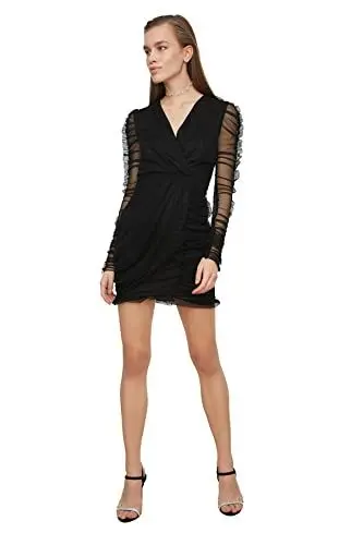 Produktbild: Trendyol Damen Shaped Annex Tulle Dress, Schwarz, 34 EU