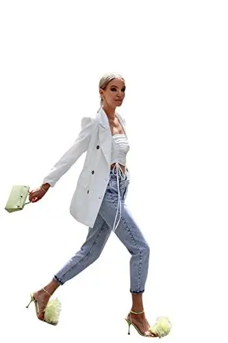 Produktbild: Trendyol Damen Tailliertes Kittelkleid quadratischer Kragen gewebte Bluse Hemd, Natur, Small