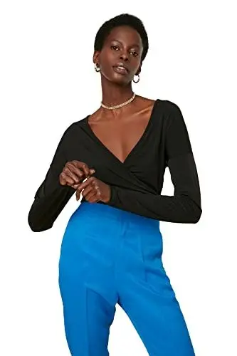 Produktbild: Trendyol Damen Tendyol breaked crop gestrickte bluse Blouse, Black, S