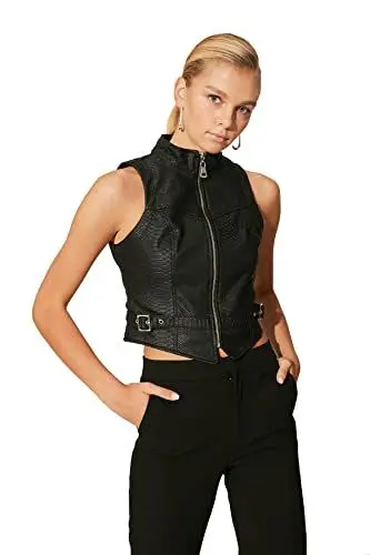 Produktbild: Trendyol Damen Trendyol Black zippered vest Black , Schwarz, 34 EU