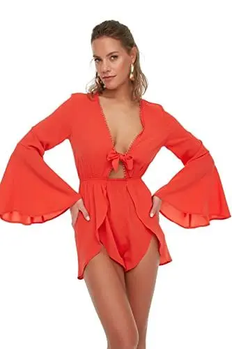 Produktbild: Trendyol Damen Women Abstract Woven Jumpsuit Overall, Red, UK 12