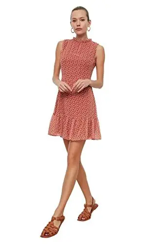 Produktbild: Trendyol Damen Women Line Woven Dress Mini A-Linie Regular Fit Webkleid, Tile, 66