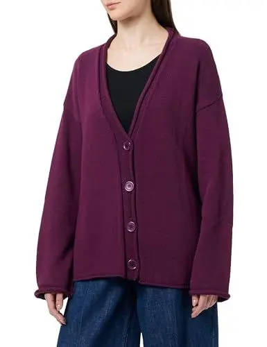 Produktbild: Trendyol Women's Damen Gerade Lange Ärmel Plus Size Strickjacke Cardigan Sweater, Plum, S