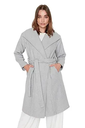 Produktbild: Trendyol Women's Damen Oversize Zweireihig Plain Webstoff Mantel Coat, Grau, 40