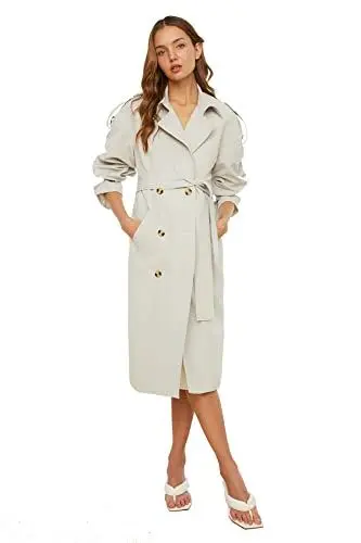 Produktbild: TRENDYOL Damen Trendyol Archbreaker Detaillierter Wasser der Lange Trenchmantel Trench Coat, Beige, 34 EU