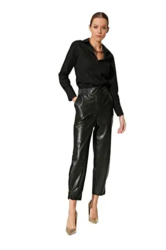 Produktbild: Trendyol, schwarze künstliche Lederhose, schwarz, 34