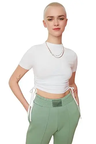 Produktbild: Trendyol weiße shirred gestrickte Bluse, weiß,