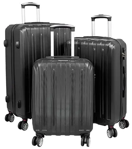Produktbild: Trendyshop365 Koffer-Set 3-teilig Hartschale Dallas 4 Räder Zahlenschloss Schwarz