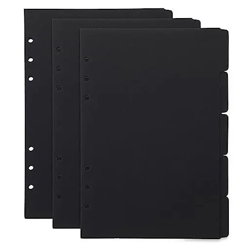 Produktbild: Trennblätter Papier A5 Schwarze Kunststoffbinder- Teiler 12Pcs Loose Leaf Notebook Schreiben- auf Trenner Table- Of- Inhaltsteiler Buchstaben Taschenteiler A5 Tabs Trenner Notizbuchteiler
