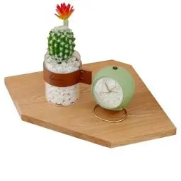 Produktbild: TREOAKWIS Eckregal Hängend, 22CM Eiche Eckregal Wandregal Massiv Holz, Kleines Schwebendes Regale Eckwandregal für Pflanzen Schlafzimmer Wohnzimmer Küche