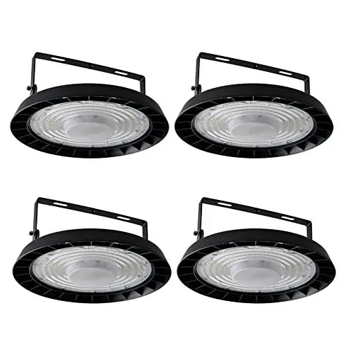 Produktbild: treoir 100W LED UFO Industrielampe, 10000LM Hallenbeleuchtung LED 6500K Kaltweiß LED Hallenstrahler, IP65 Wasserdicht LED Werkstattbeleuchtung Hallenstrahler für Garage Fabriken (4pcs)