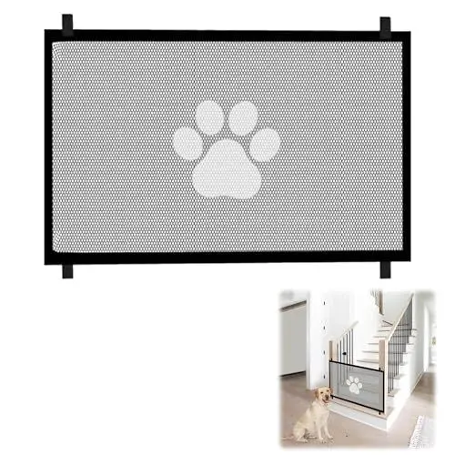 Produktbild: Treppenschutzgitter Hund Hundebarrieren, Tragbare Absperrgitter für Hund und Katze, Türschutzgitter Ohne Bohren für Treppen, Türen, Flur, Treppengitter Hund (110 x 78 cm, Schwarz)