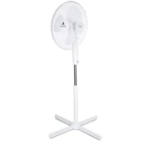 Produktbild: TRESKO AERSON Standventilator 40cm | Ventilator höhenverstellbar bis 120cm | hoher Luftdurchsatz und sehr leise | Windmaschine mit 3 Geschwindigkeitsstufen | Oszillationsfunktion ca. 80° (Schwarz)