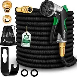 Produktbild: TRESKO® Flexibler Gartenschlauch | Testnote SEHR GUT | ausgedehnt 22,5m | Wasserschlauch flexibel mit 3-Fach Latexkern | dehnbarer flexiSchlauch | alle Verschraubungen aus hochwertigem Messing
