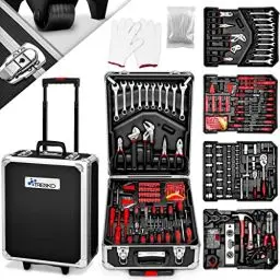 Produktbild: TRESKO Werkzeugkoffer 949 teilig | Werkzeugkasten | Werkzeugkiste | Werkzeugtasche | Werkzeug Set | Werkzeug-Trolley | Chrom-Vanadium Stahl (Schwarz)