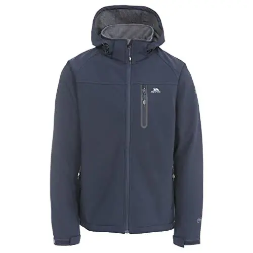 Produktbild: Trespass Accelerator II, Navy, L, Wasserdichte Softshelljacke mit abnehmbarer Kapuze für Herren, Large, Blau