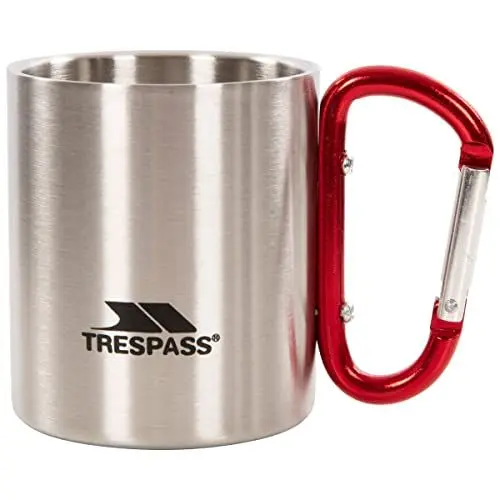 Produktbild: Trespass Bruski, Silver, Doppelwandiger Edelstahl Campingbecher 230ml mit Karabinergriff, Grau, 1 Stück (1er Pack)