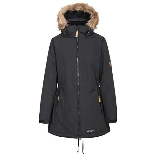 Produktbild: Trespass Celebrity, Black, M, Warme Wasserdichte Jacke mit abnehmbarer Kapuze für Damen, Schwarz, Medium