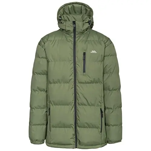 Produktbild: Trespass Clip, Moss, XL, Warme Gepolsterte Wasserdichte Jacke mit abnehmbarer Kapuze für Herren, X-Large, Grün