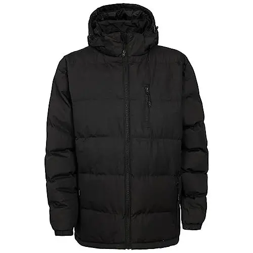 Produktbild: Trespass Herren Clip Warme Gepolsterte wasserdichte Regenjacke Mit Abnehmbarer Kapuze, Black, XXL