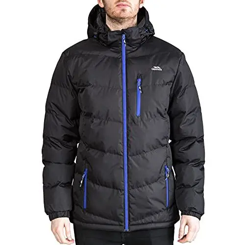 Produktbild: Trespass Herren Warme Gepolsterte Wasserdichte Regenjacke Mit Abnehmbarer Kapuze BLUSTERY, Black, XS, MAJKCAK20004_BLKXS