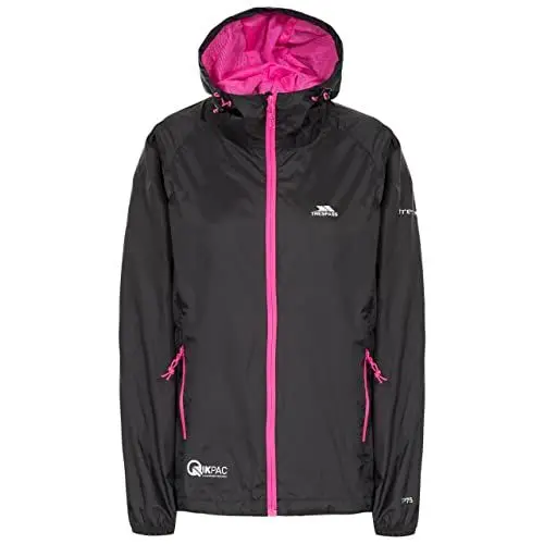 Produktbild: Trespass Qikpac Female Jacket, Black, S, Kompakt Zusammenrollbare Wasserdichte Jacke für Damen, Small, Schwarz