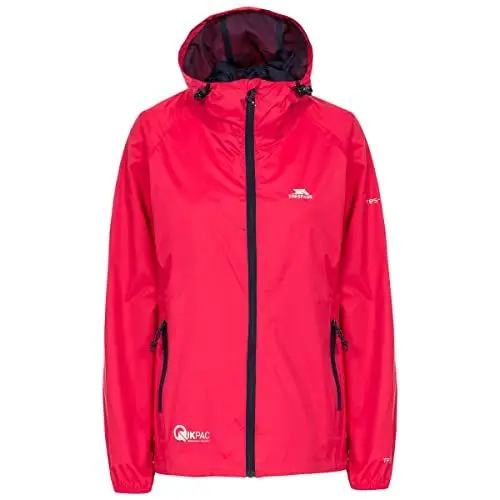 Produktbild: Trespass Qikpac Female Jacket, Raspberry, XXS, Kompakt Zusammenrollbare Wasserdichte Jacke für Damen, XX-Small / 2XS / 2X-Small, Rosa / Pink
