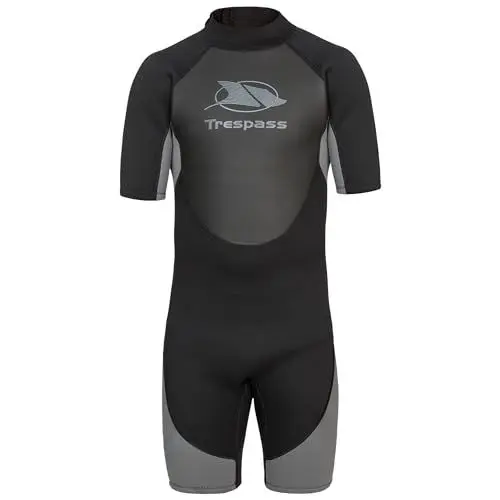 Produktbild: Trespass Scuba, Black, S, Kurzer 3mm-Neoprenanzug mit 7mm-Reißverschluss für Herren, Small, Schwarz