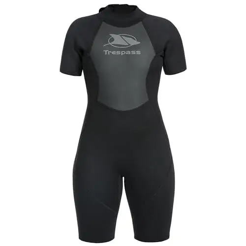 Produktbild: Trespass Scubadive, Black, L, Kurzer Neoprenanzug mit 7mm-Reißverschluss für Damen, Large, Schwarz