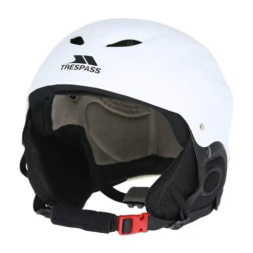 Produktbild: Trespass Skihelm mit Herausnehmbaren Ohrlaschen, Skibrillenhalter und Verstellbarem Ventilationssystem Skyhigh, White, M, UAACHEE20001_WHTM
