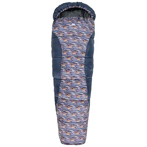 Produktbild: Trespass Unisex Jugend Bunka 3-Jahreszeiten-Schlafsack mit Hohlfaserfüllung, 170 x 65 x 45 cm, Marineblaues Retro-Klebeband, Each