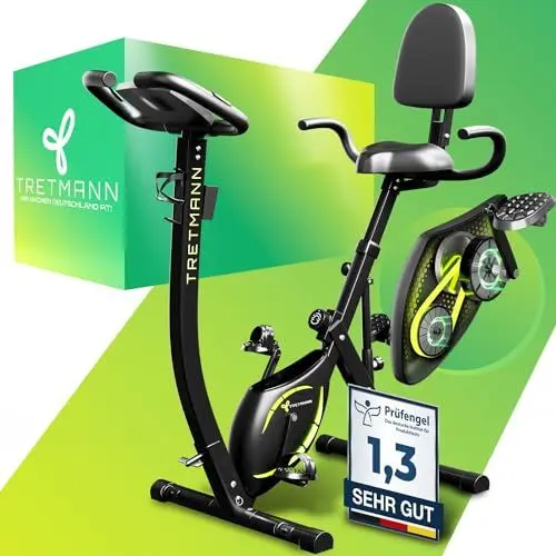 Produktbild: Tretmann NEU 3in1 Heimtrainer Fahrrad klappbar -extra komfortabel& leise- (SoftFoam) DEKRA geprüft - mit tiefem Einstieg Hometrainer Fahrrad Ergometer klappbar