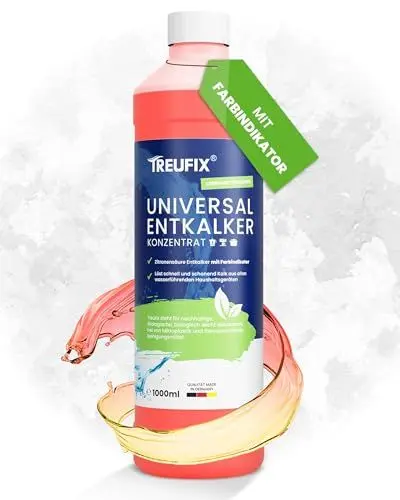 Produktbild: Treufix - Universalentkalker Konzentrat 1L (ÖKOLOGISCH) Entkalker Kaffeevollautomat, Kaffeemaschinen, Wasserkocher u.v.m. Maximale Reinigungskraft gegen hartnäckigen Kalk - Made in DE