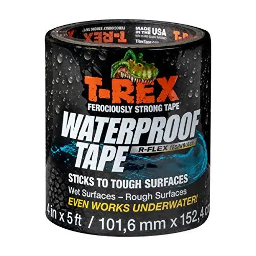 Produktbild: T-Rex Größe des wasserdichten Klebebands: 101 mm x 152 mm, mit R-Flex-Technologie. Ein starkes Klebeband, das unter Wasser funktioniert, versiegelt und repariert Lecks, schwarz.