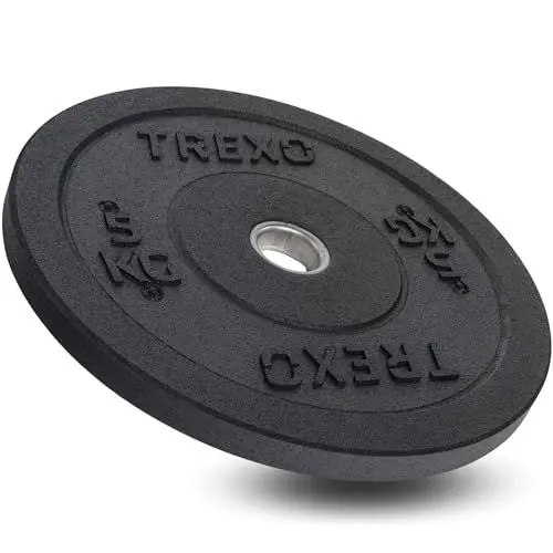 Produktbild: TREXO Olympic Bumper 5 KG Hantelscheibe Gummiertes Material für Langhantel 50 mm Durchmesser Langlebige FitnessScheibe Krafttraining Crossfit